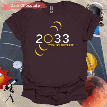 2033 Total Solar Eclipse Phases Minimalist Astronomical T-Shirt - Physical Item