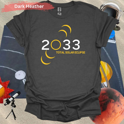 2033 Total Solar Eclipse Phases Minimalist Astronomical T-Shirt - Physical Item