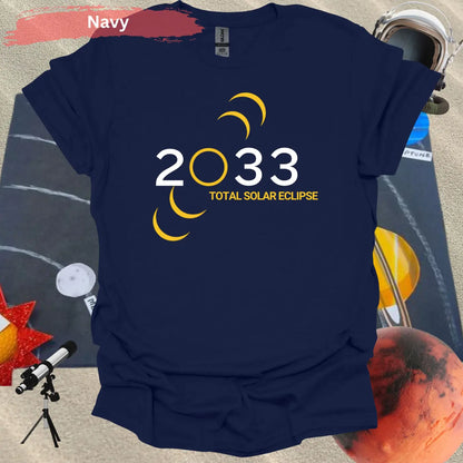 2033 Total Solar Eclipse Phases Minimalist Astronomical T-Shirt - Physical Item