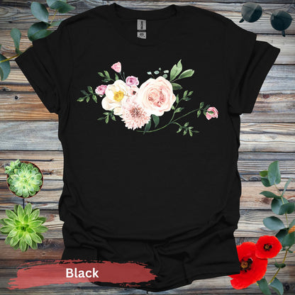 Floral Bouquet T-Shirt - S / Black - Physical Item