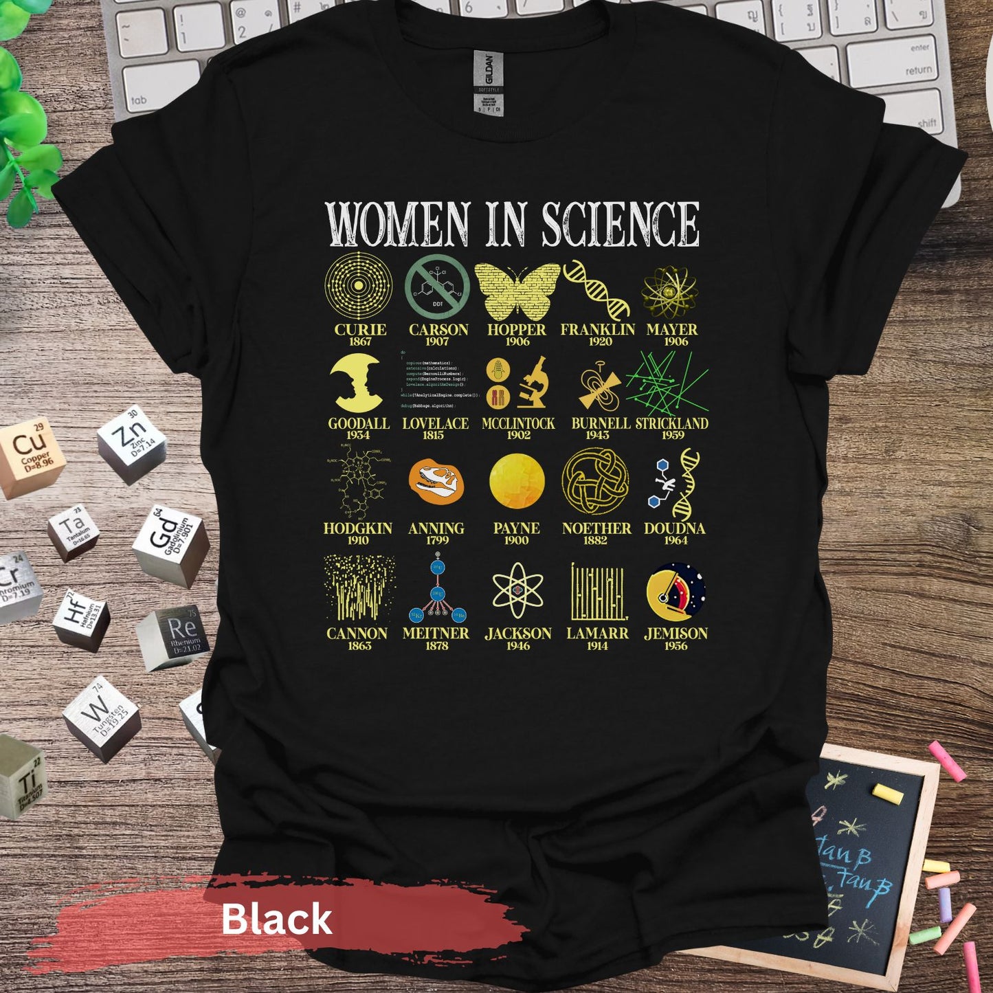 Inspirational Women in Science T-Shirt - Black / S - Physical Item