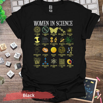 Inspirational Women in Science T-Shirt - Black / S - Physical Item