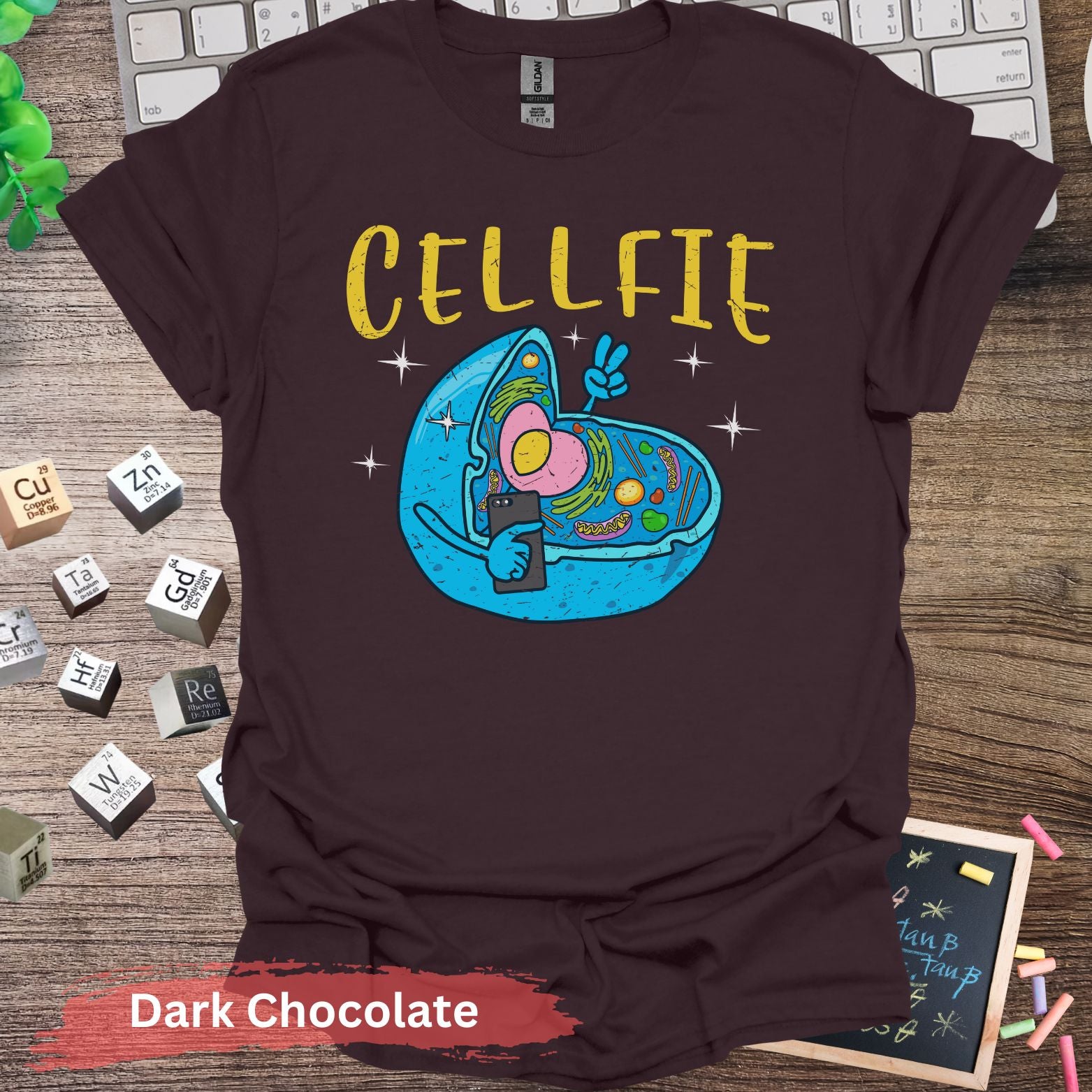 Funny Cellfie Biology T-Shirt - Dark Chocolate / S - Physical Item