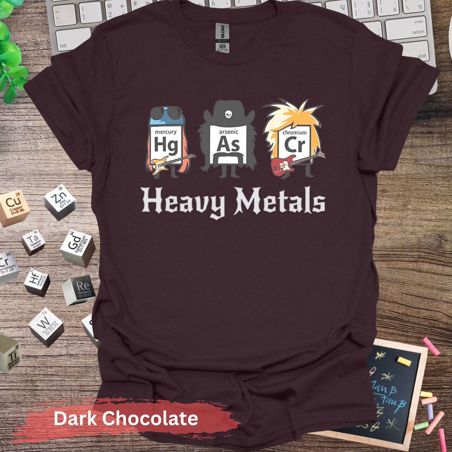 Heavy Metals Periodic Table T-shirt - S / Dark Chocolate - Physical Item