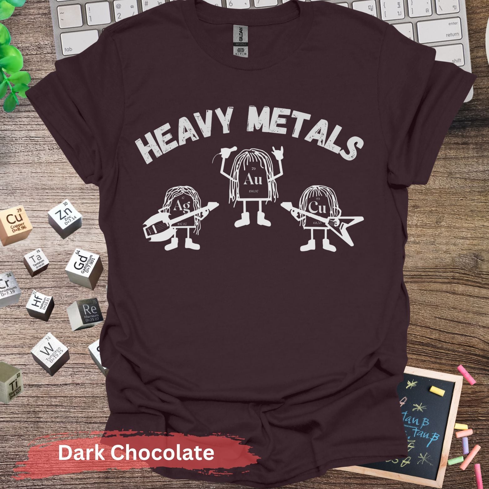 Heavy Metals Band Funny Chemistry T-shirt - Dark Chocolate / S - Physical Item