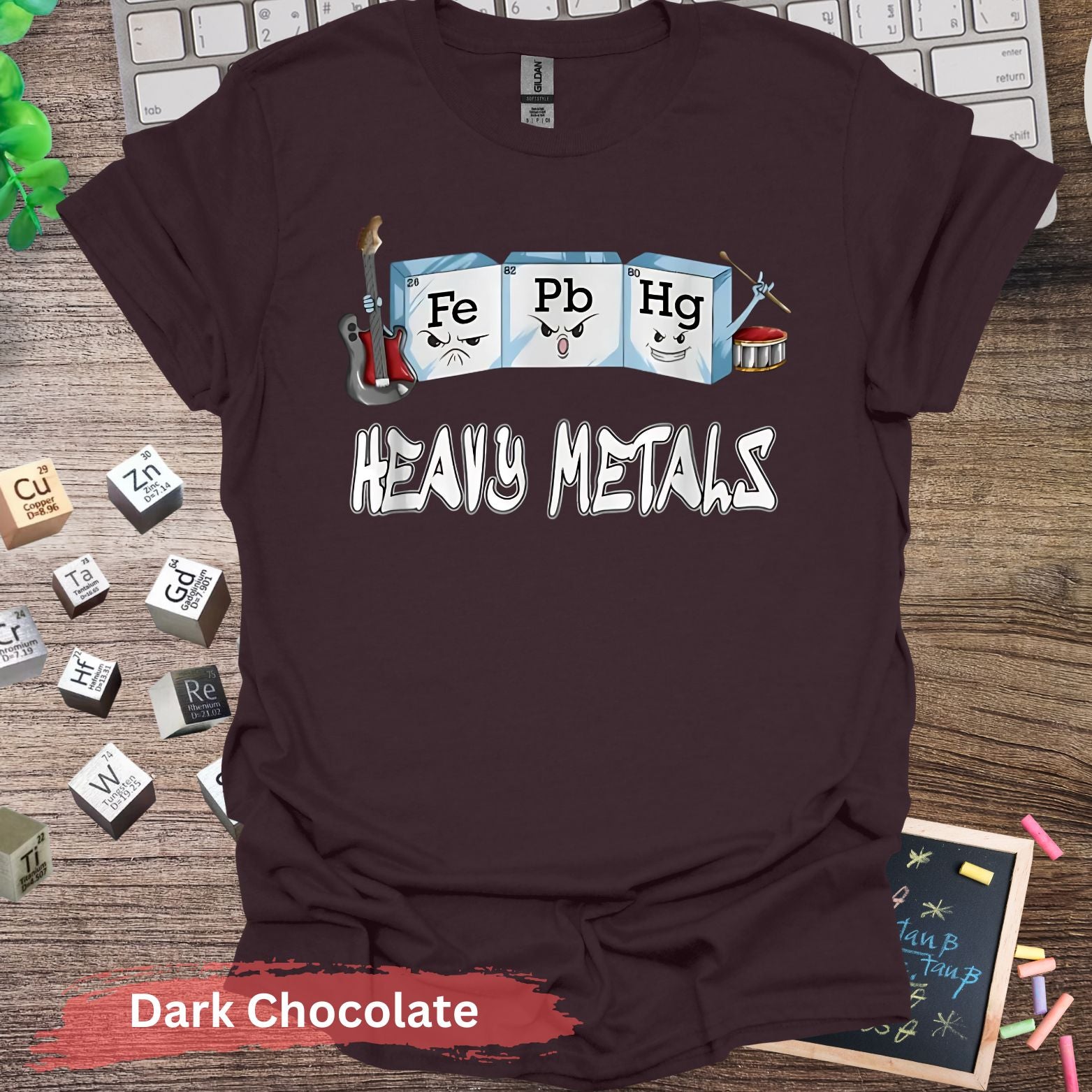 Heavy Metals Funny Science T-shirt - S / Dark Chocolate - Physical Item