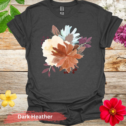 Colorful Floral Bouquet Design Graphic T-Shirt - S / Dark Heather - Physical Item