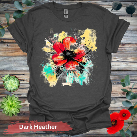 Vivid abstract daisy Graphic T-shirt - S / Dark Heather - Physical Item