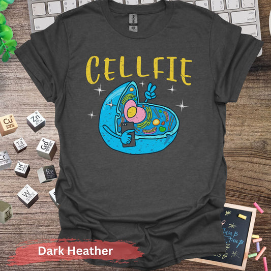 Funny Cellfie Biology T-Shirt - Dark Heather / S - Physical Item