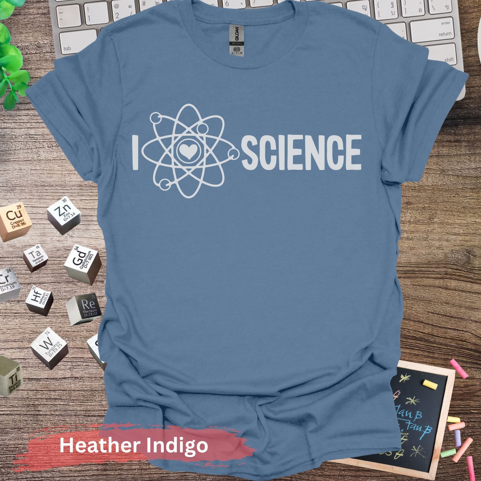 I Love Science T-Shirt - Heather Indigo / S - Physical Item