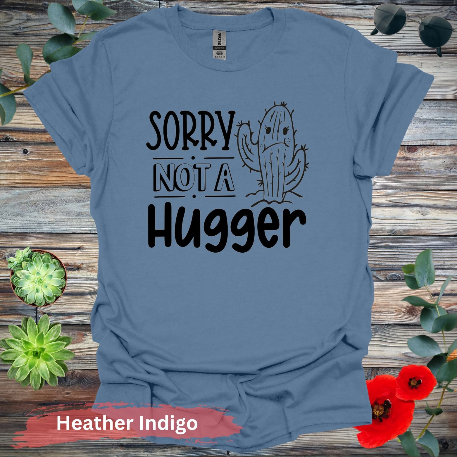 Sorry Not a Hugger T-shirt - Heather Indigo / S - Physical Item