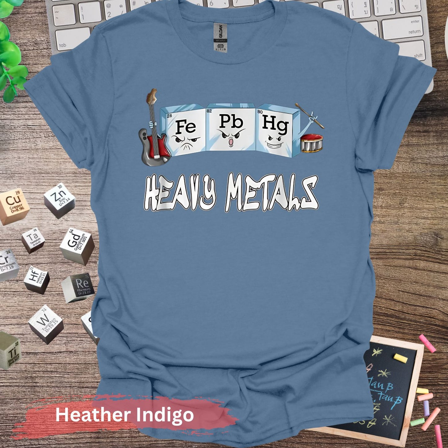 Heavy Metals Funny Science T-shirt - S / Heather Indigo - Physical Item