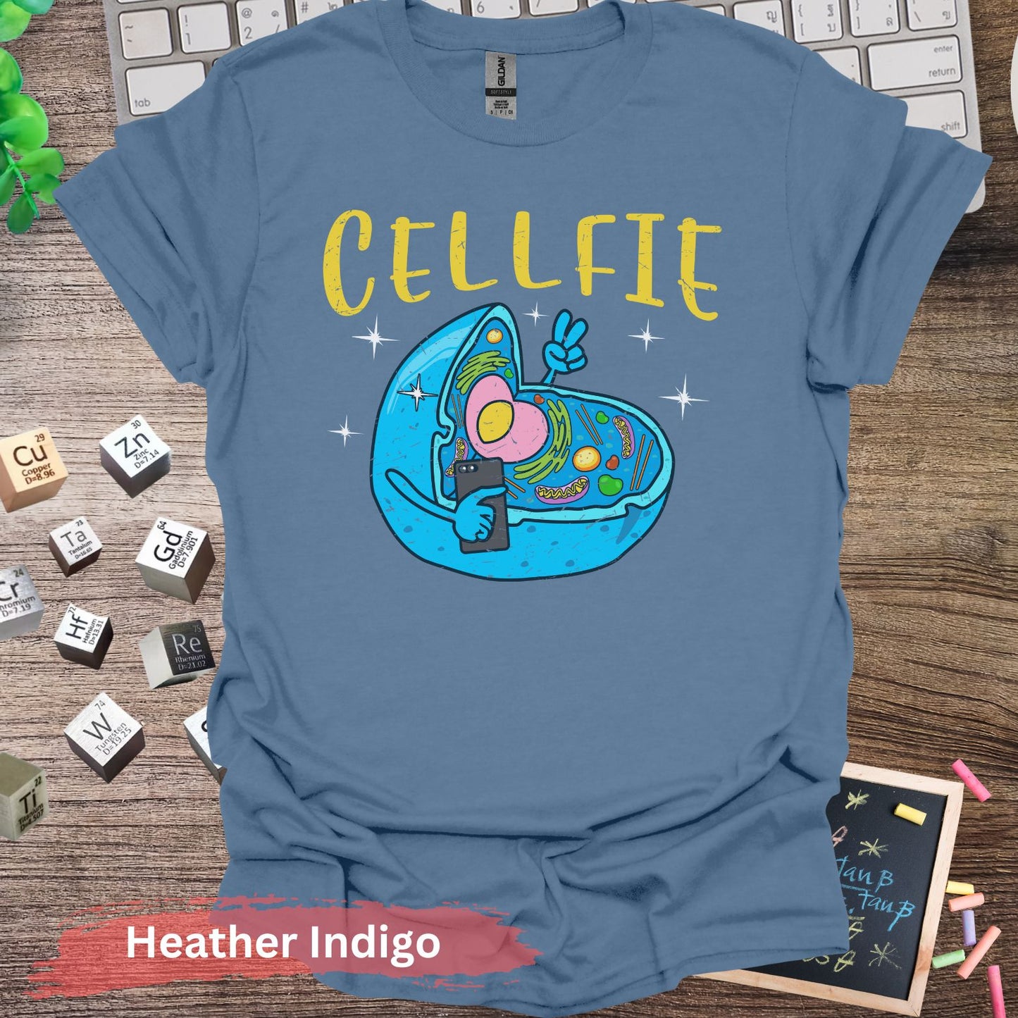 Funny Cellfie Biology T-Shirt - Heather Indigo / S - Physical Item