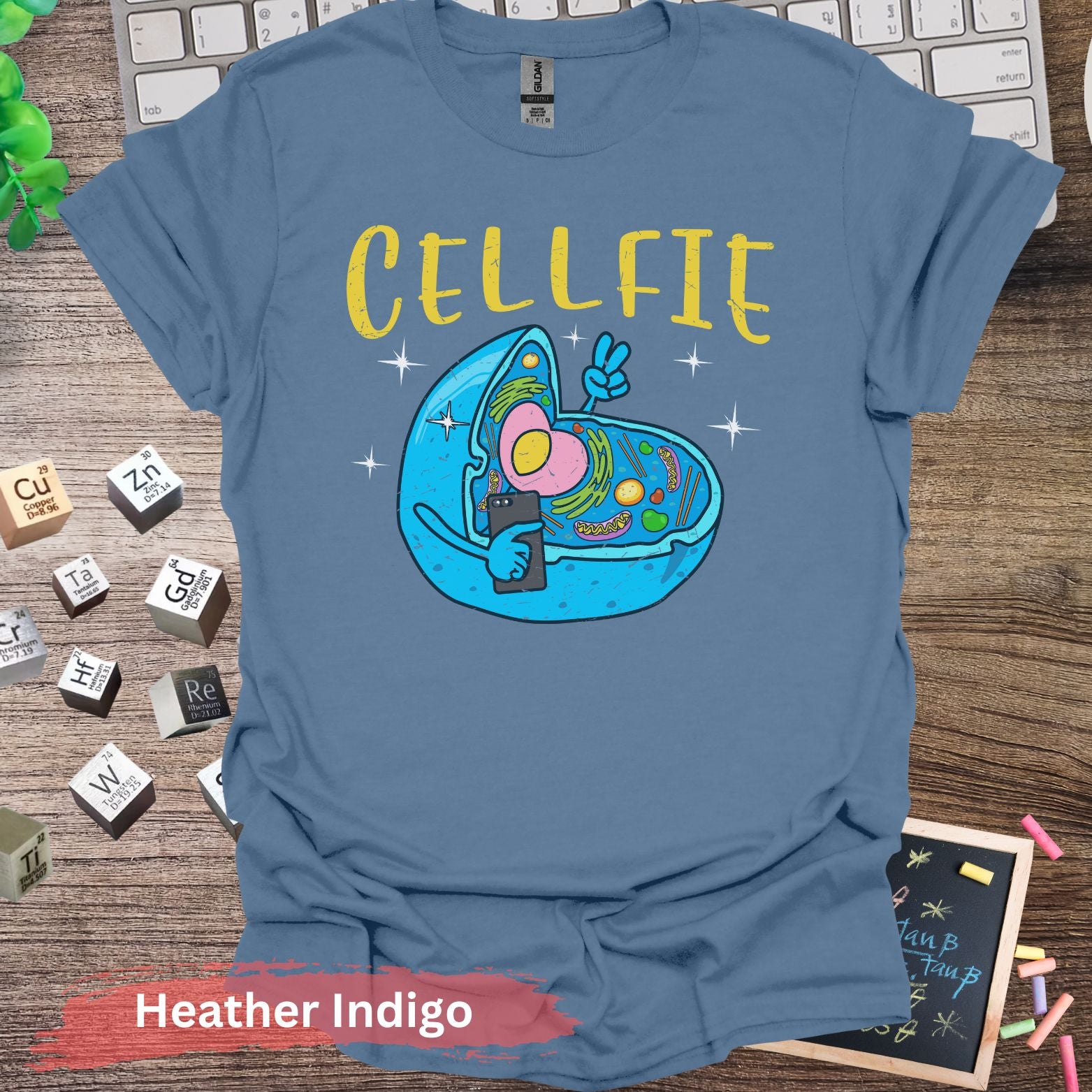 Funny Cellfie Biology T-Shirt - Heather Indigo / S - Physical Item