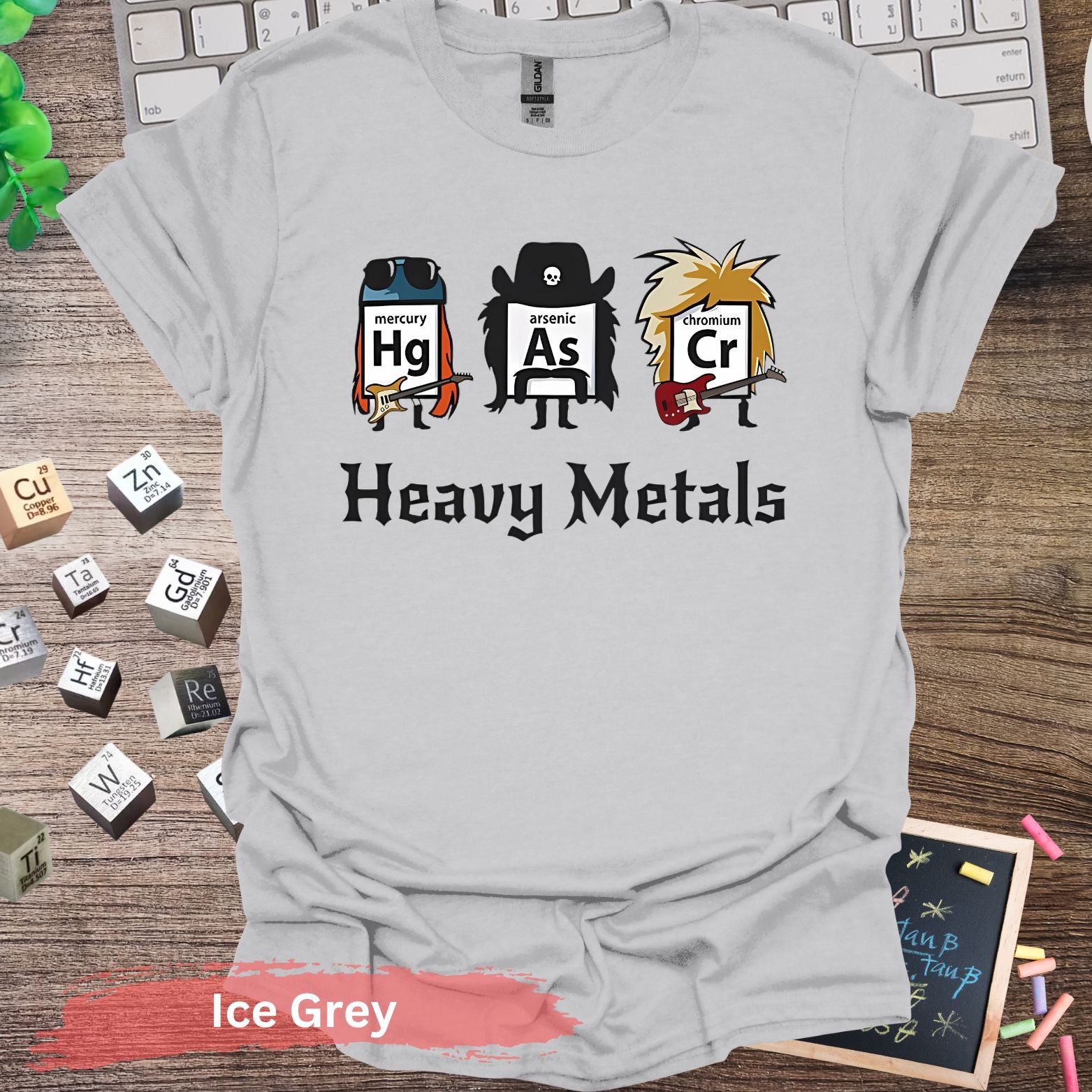 Heavy Metals Periodic Table T-shirt - S / Ice Grey - Physical Item