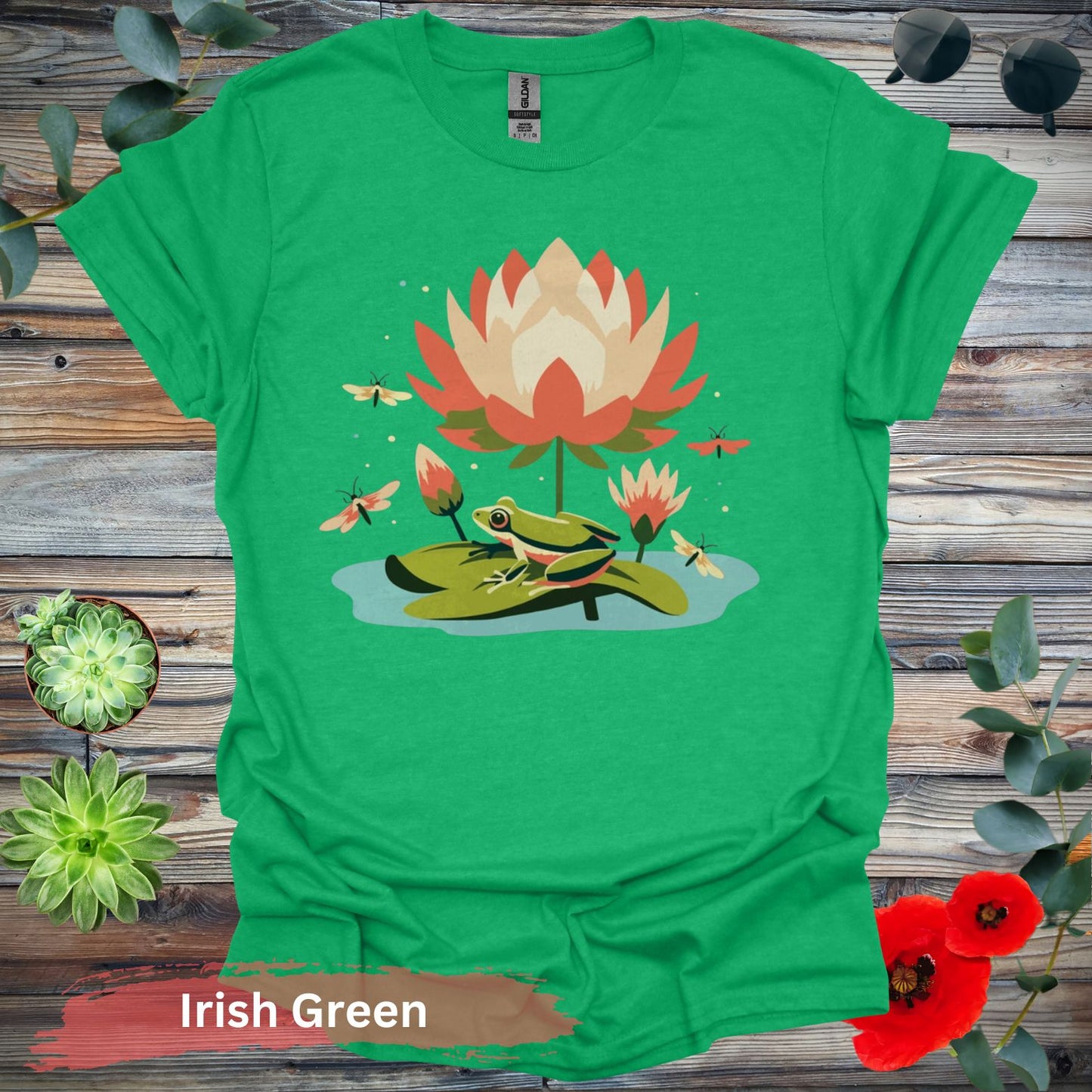 Frog on Lily Pad T-Shirt - S / Irish Green - Physical Item