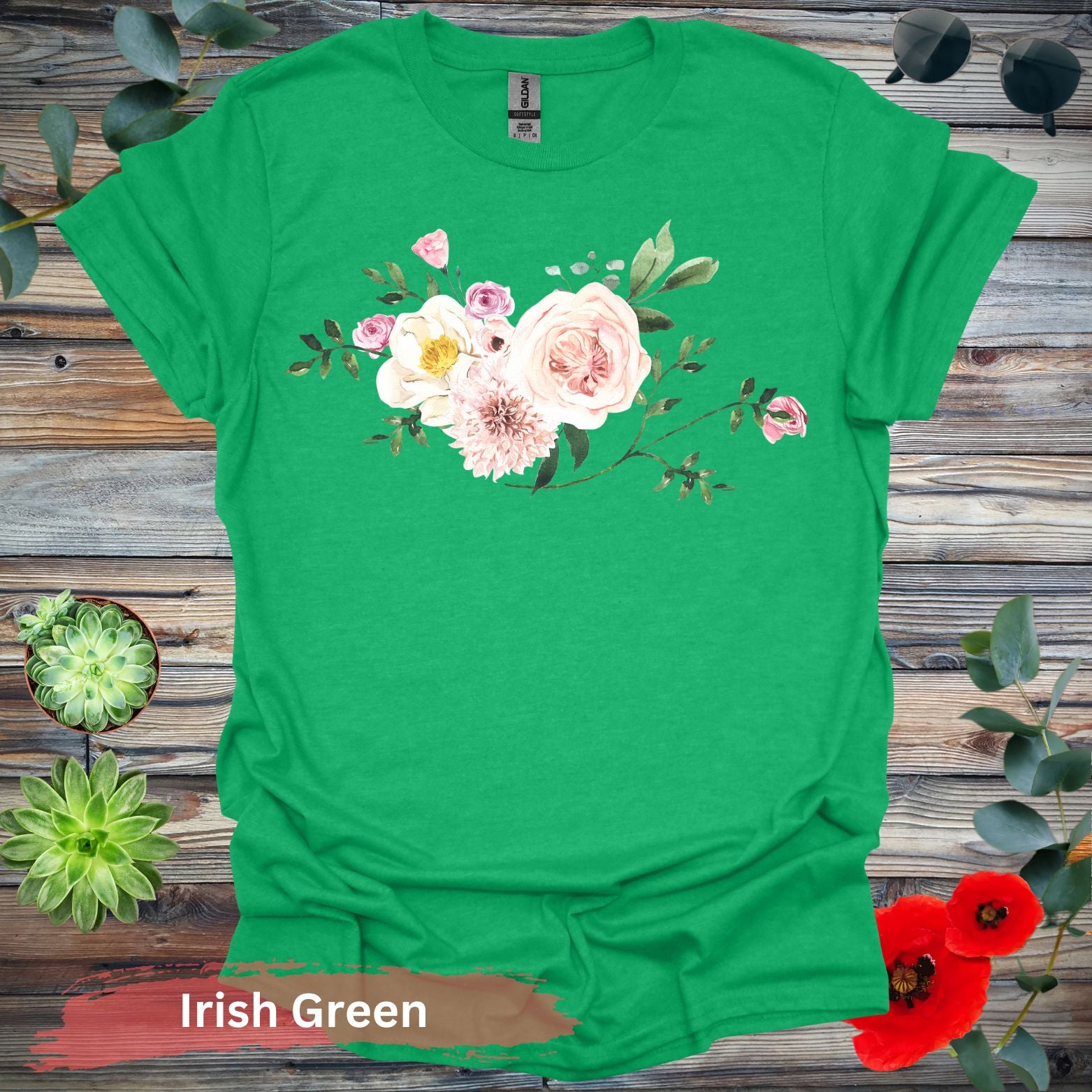 Floral Bouquet T-Shirt - S / Irish Green - Physical Item