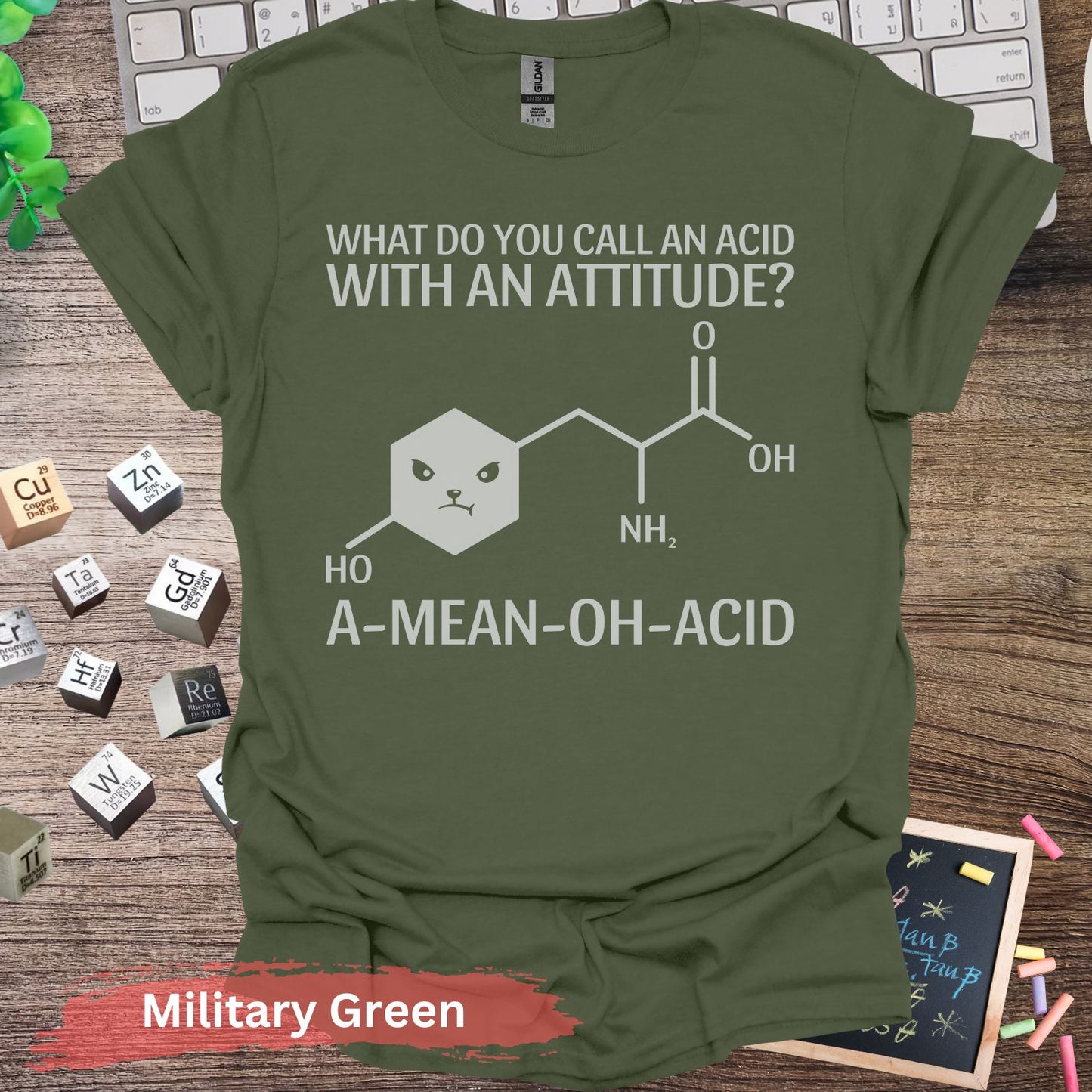 A-MEAN-OH-ACID T-Shirt - Military Green / S - Physical Item