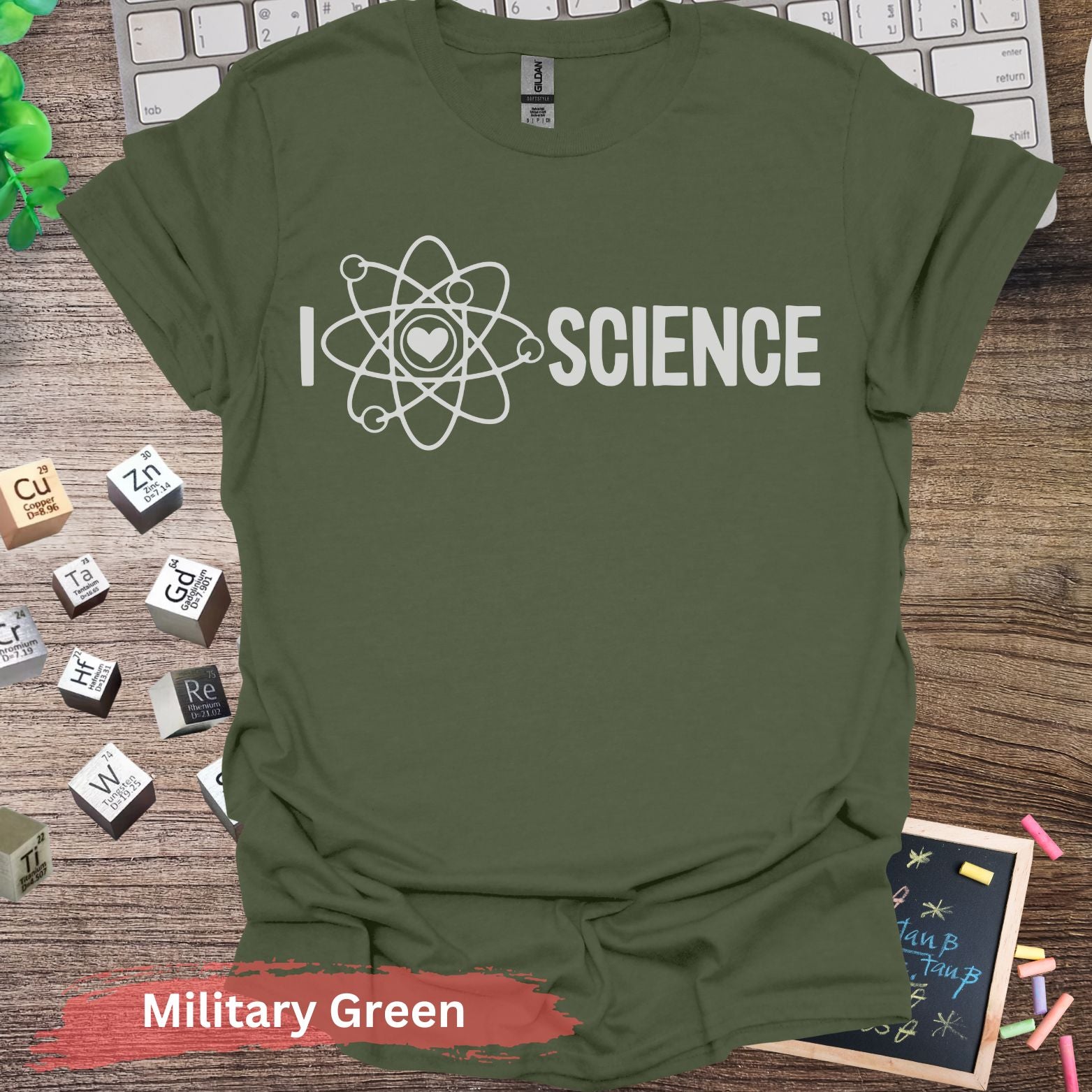 I Love Science T-Shirt - Military Green / S - Physical Item