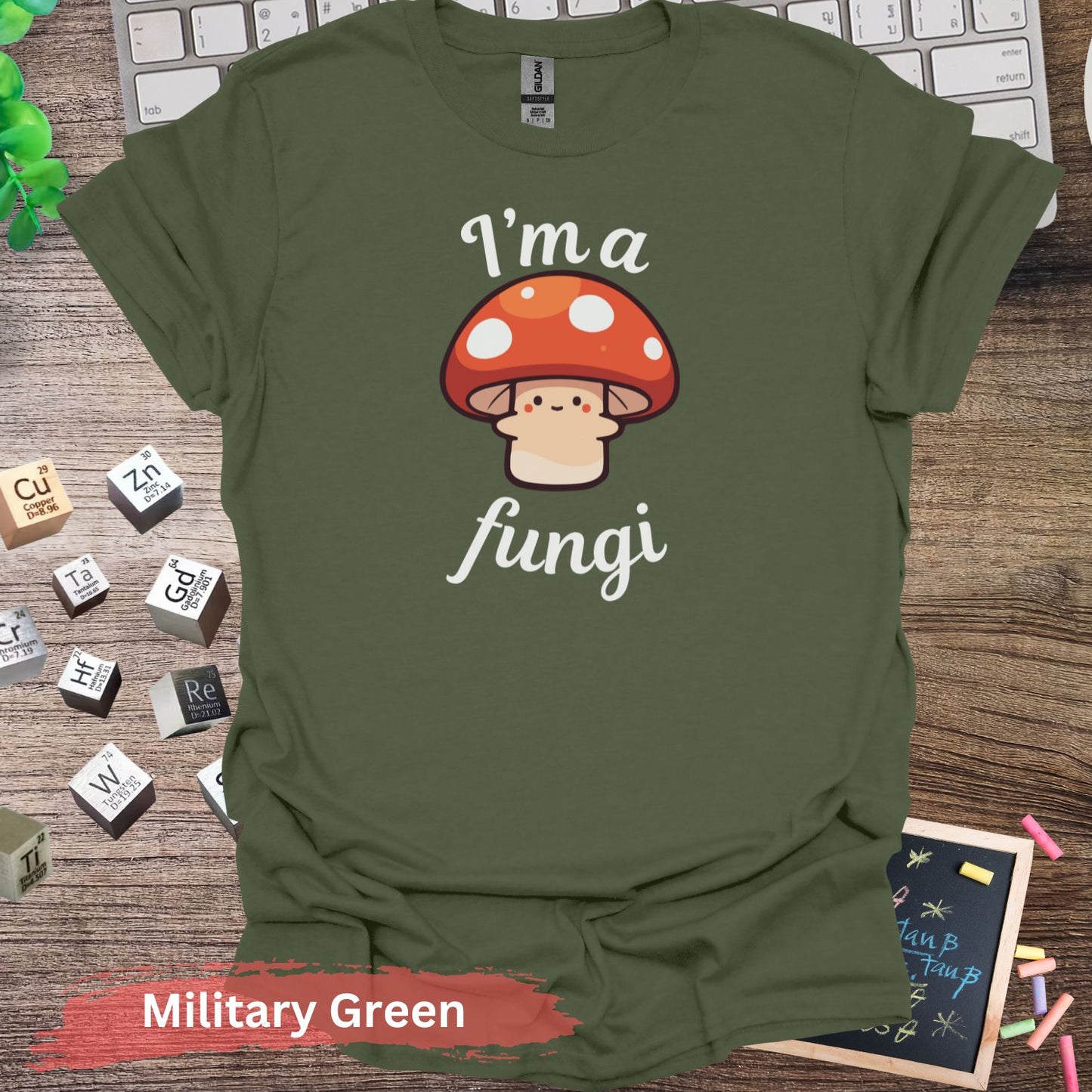 I’m a Fungi Pun Graphic T-shirt - S / Military Green - Physical Item