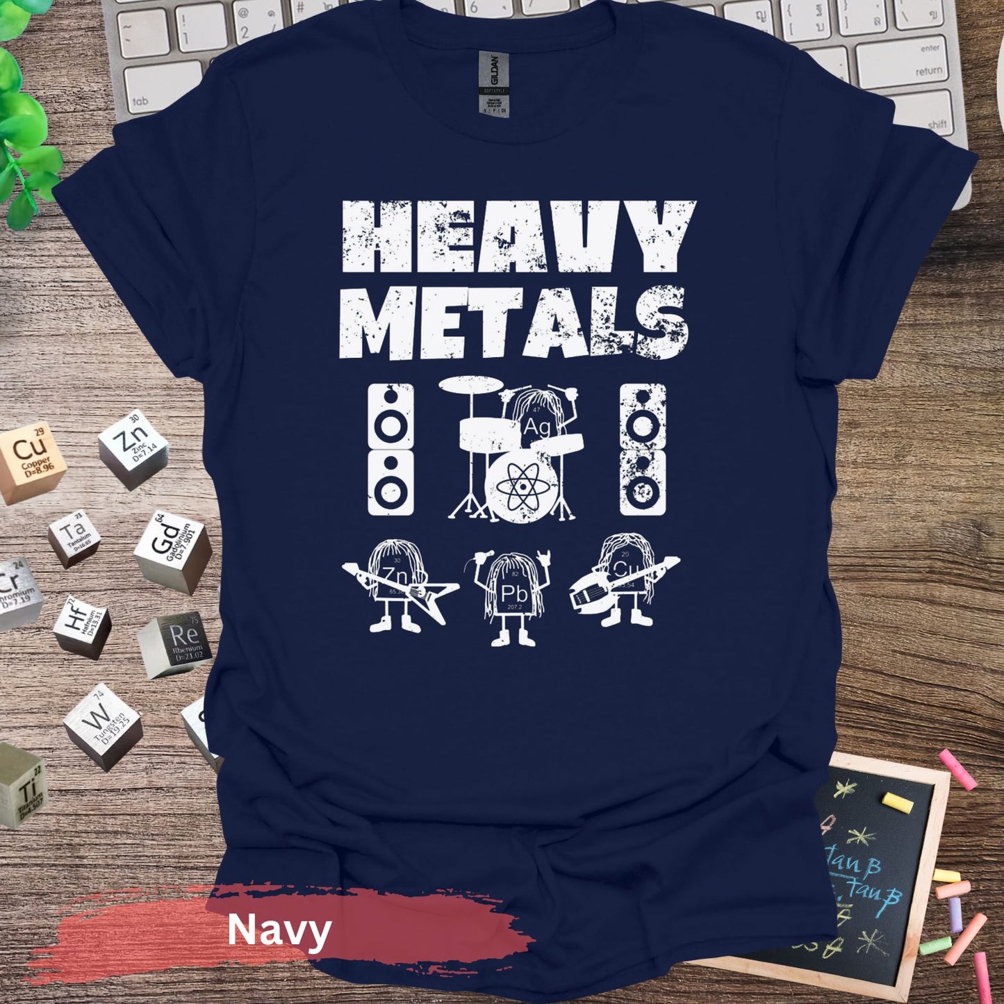 Heavy Metals Band Elements T-shirt - S / Navy - Physical Item