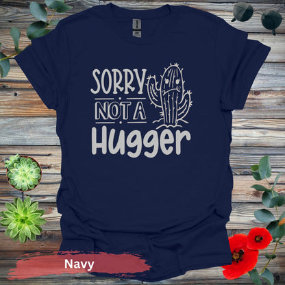 Sorry Not a Hugger T-shirt - Navy / S - Physical Item