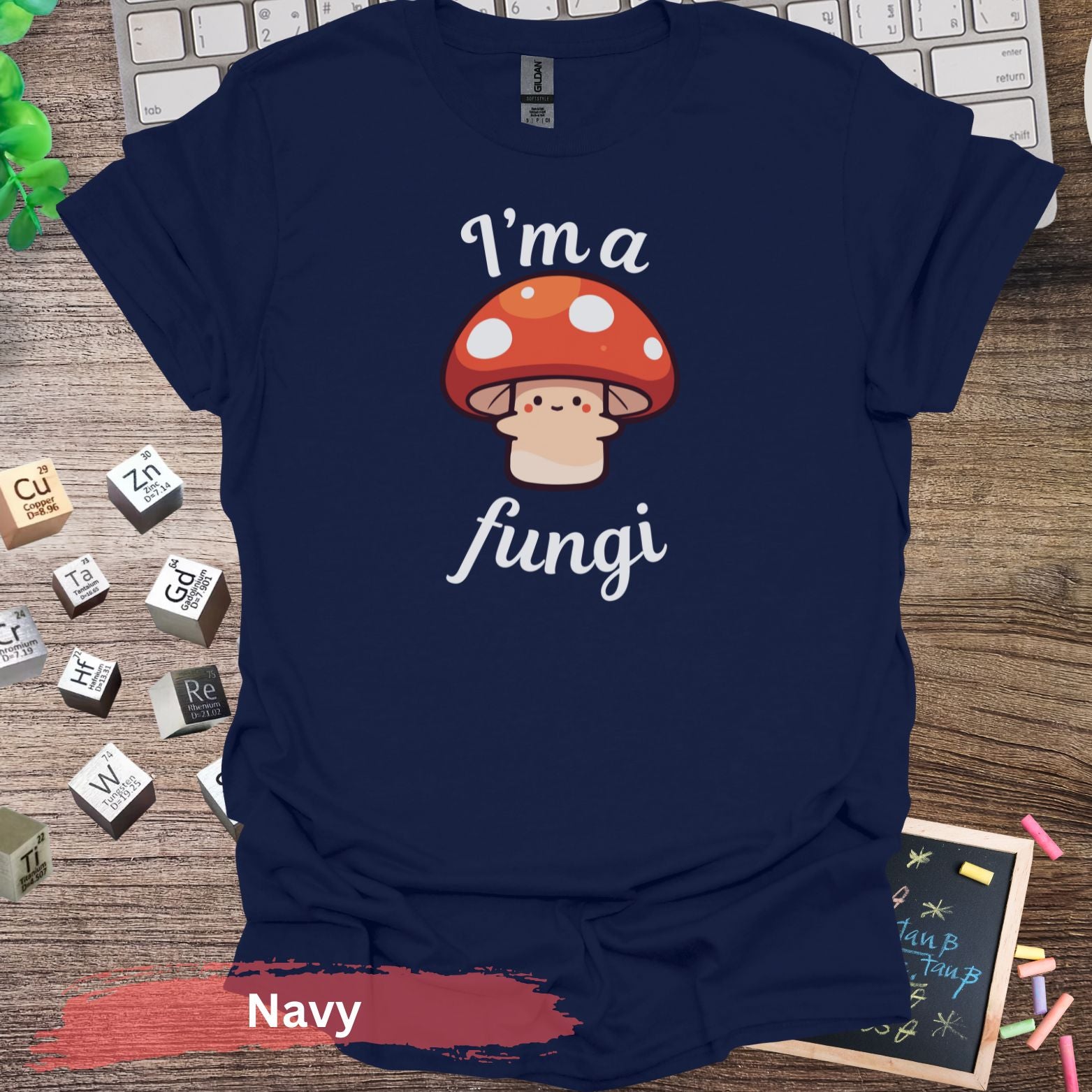 I’m a Fungi Pun Graphic T-shirt - S / Navy - Physical Item