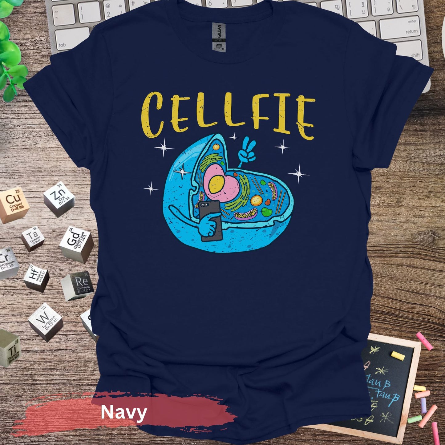 Funny Cellfie Biology T-Shirt - Navy / S - Physical Item