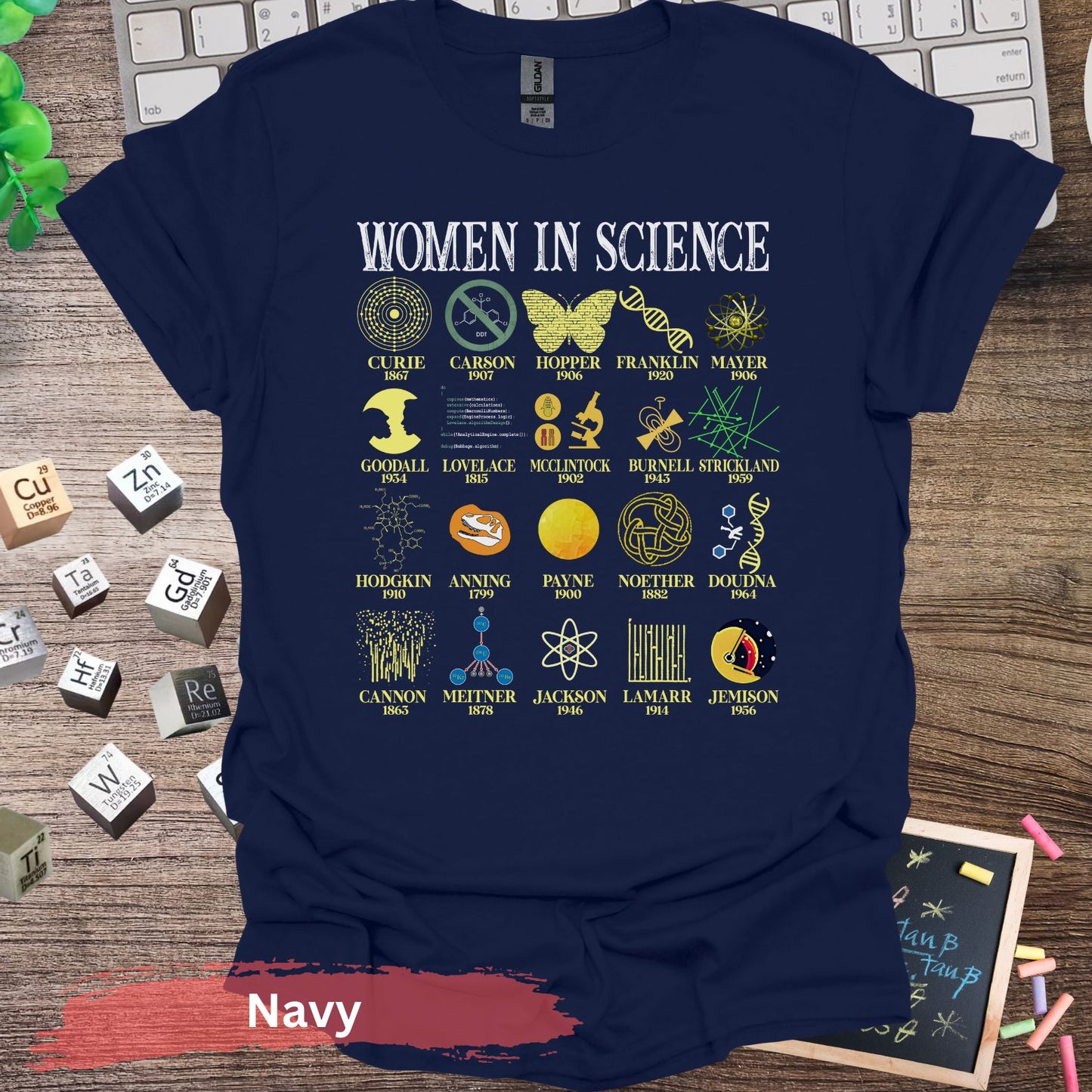 Inspirational Women in Science T-Shirt - Navy / S - Physical Item