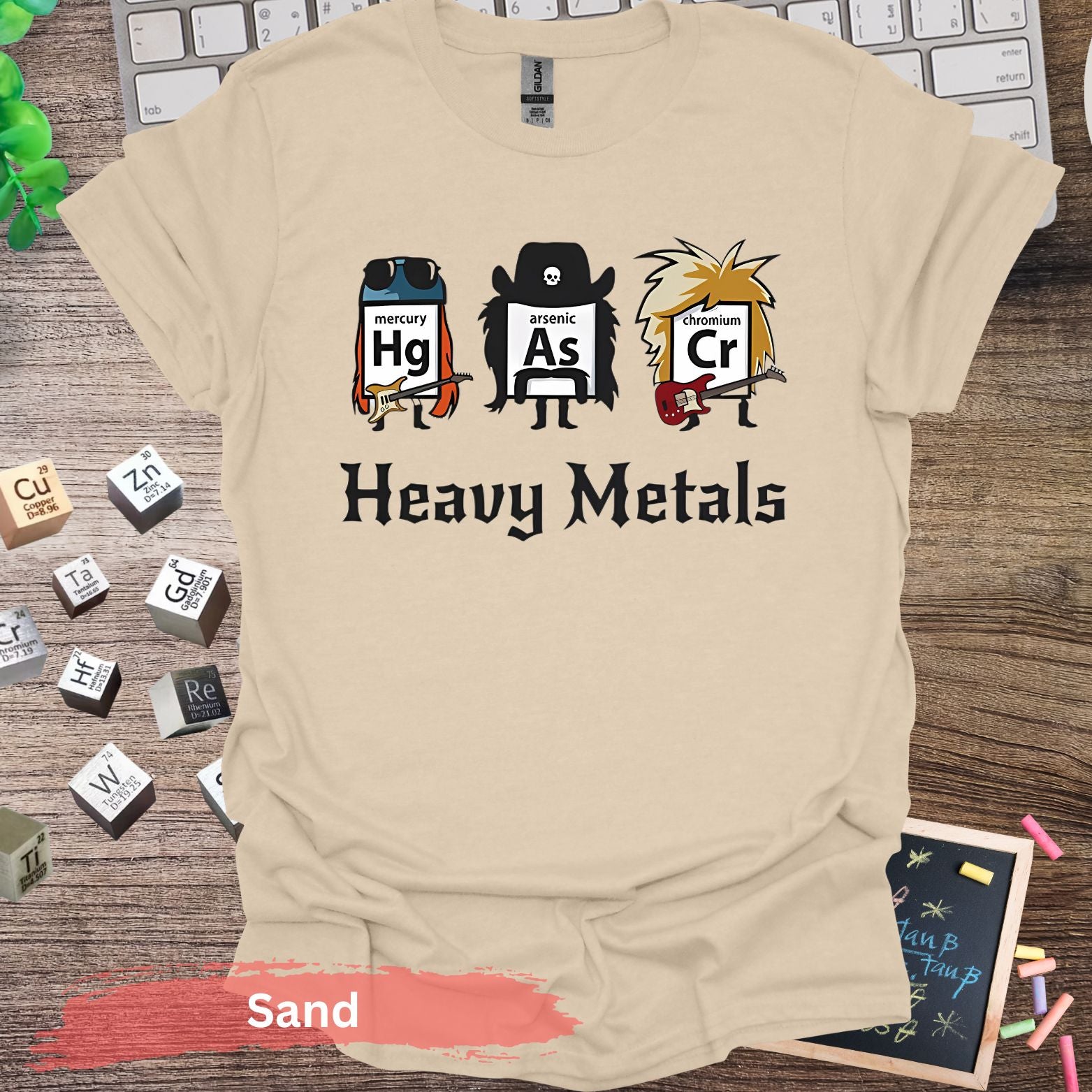 Heavy Metals Periodic Table T-shirt - S / Sand - Physical Item