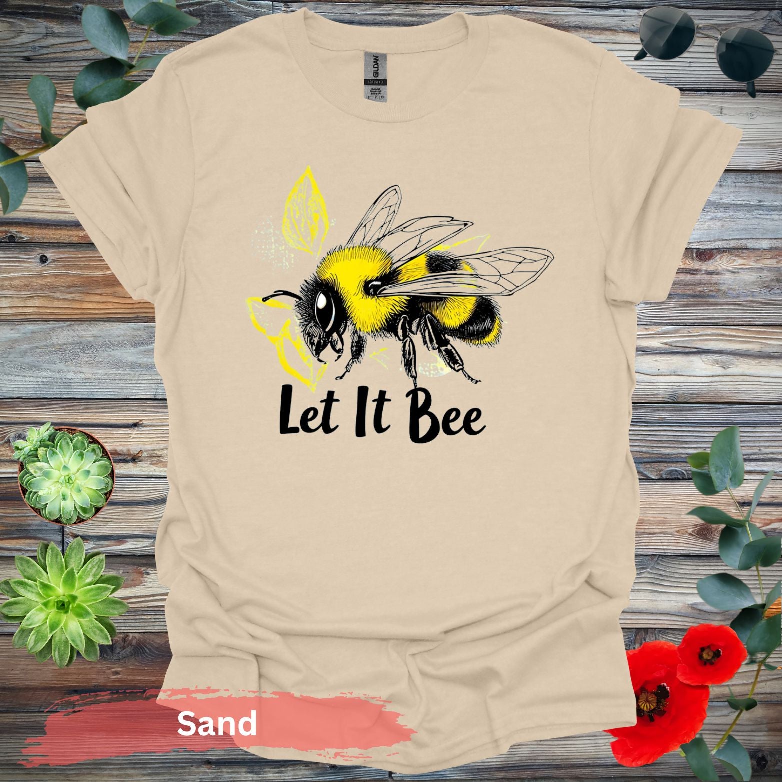 Let It Bee Graphic T-shirt - S / Sand - Physical Item