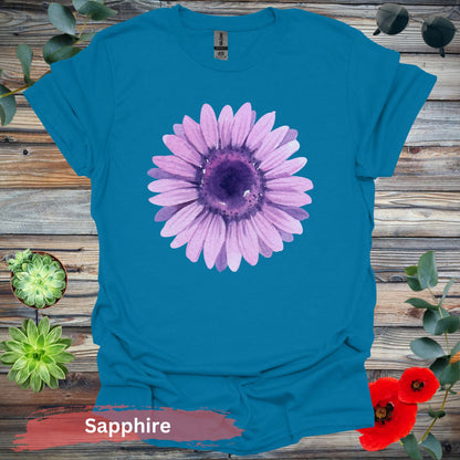 Purple Watercolor Flower T-shirt - S / Sapphire - Physical Item