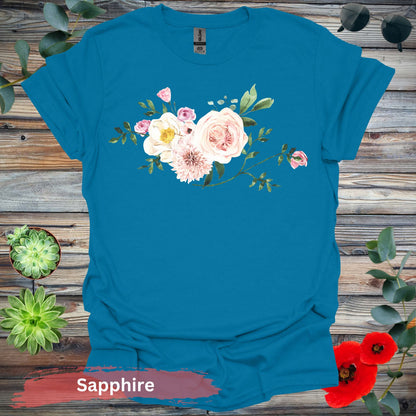 Floral Bouquet T-Shirt - S / Sapphire - Physical Item