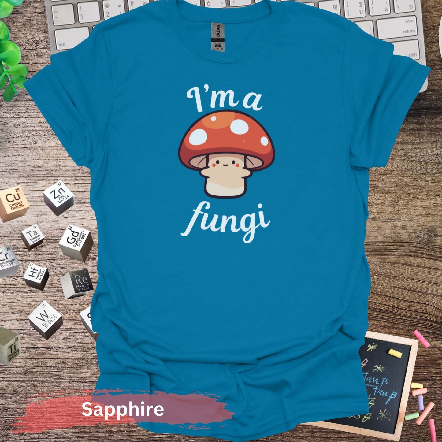 I’m a Fungi Pun Graphic T-shirt - S / Sapphire - Physical Item