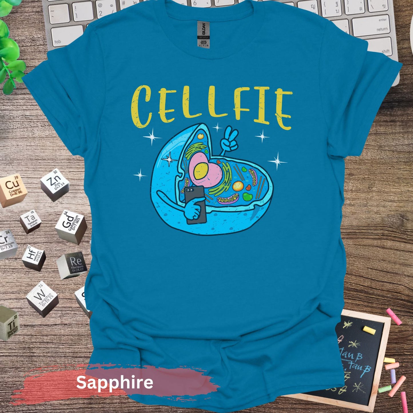 Funny Cellfie Biology T-Shirt - Sapphire / S - Physical Item