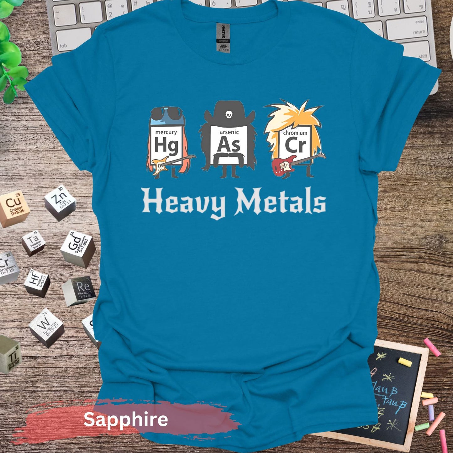 Heavy Metals Periodic Table T-shirt - S / Sapphire - Physical Item