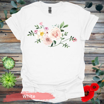 Floral Bouquet T-Shirt - S / White - Physical Item