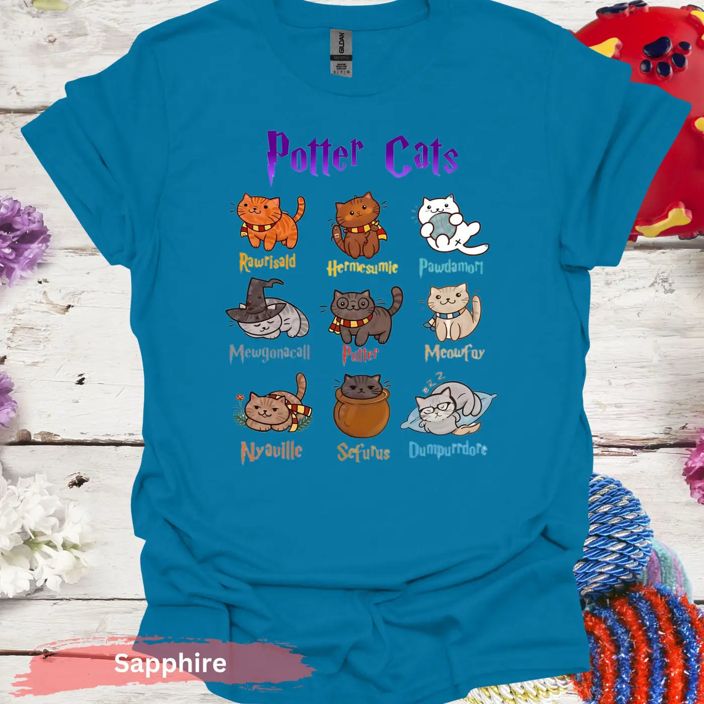 Potter Cats Funny T-shirt - S / Sapphire - Physical Item