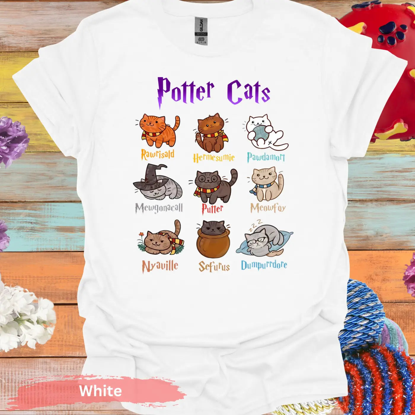 Potter Cats Funny T-shirt - S / White - Physical Item