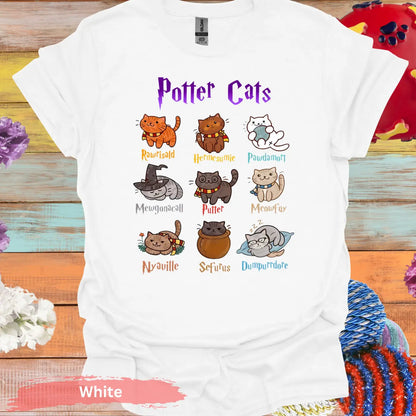 Potter Cats Funny T-shirt - S / White - Physical Item