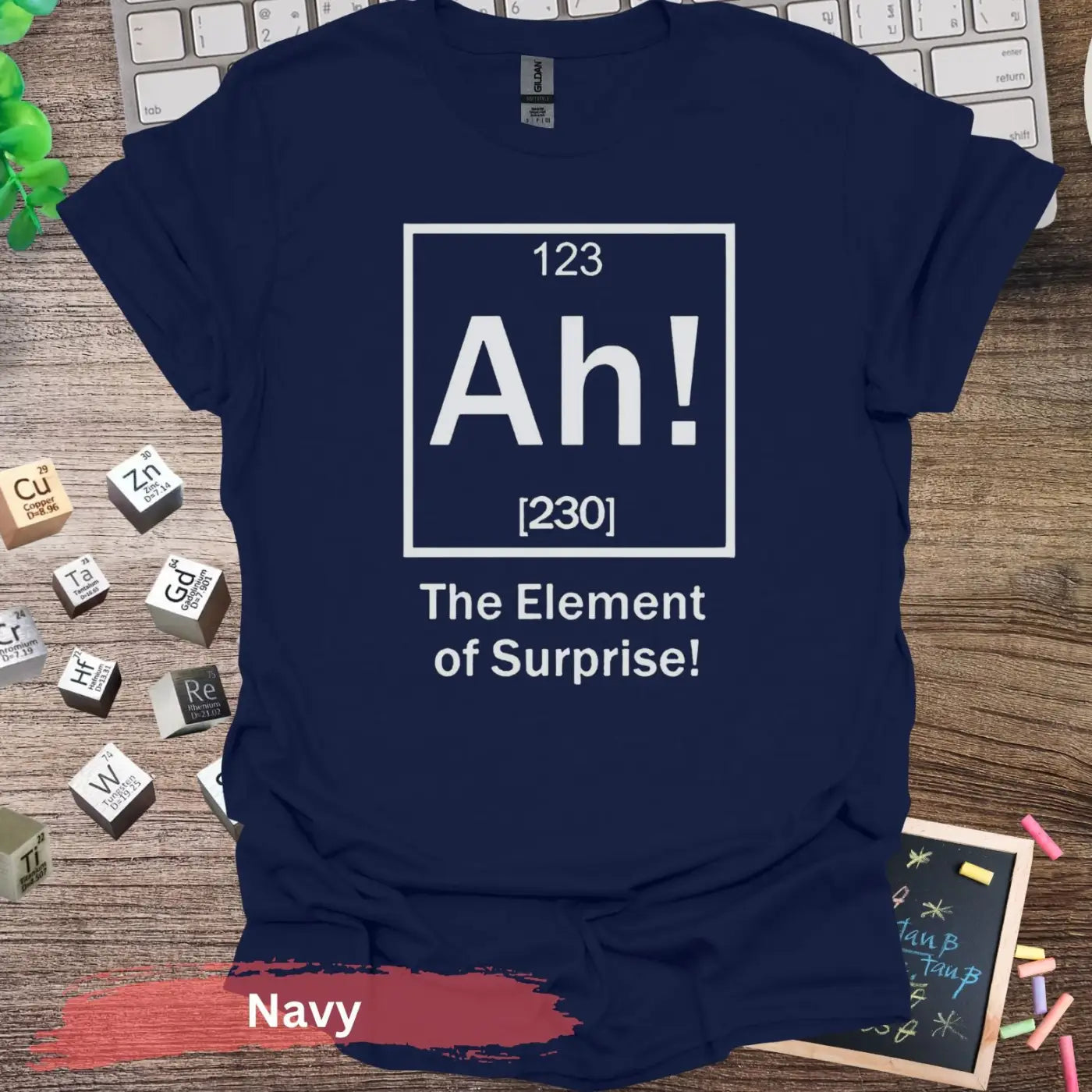 Ah! The Element of Surprise T-Shirt - S / Navy - Physical Item