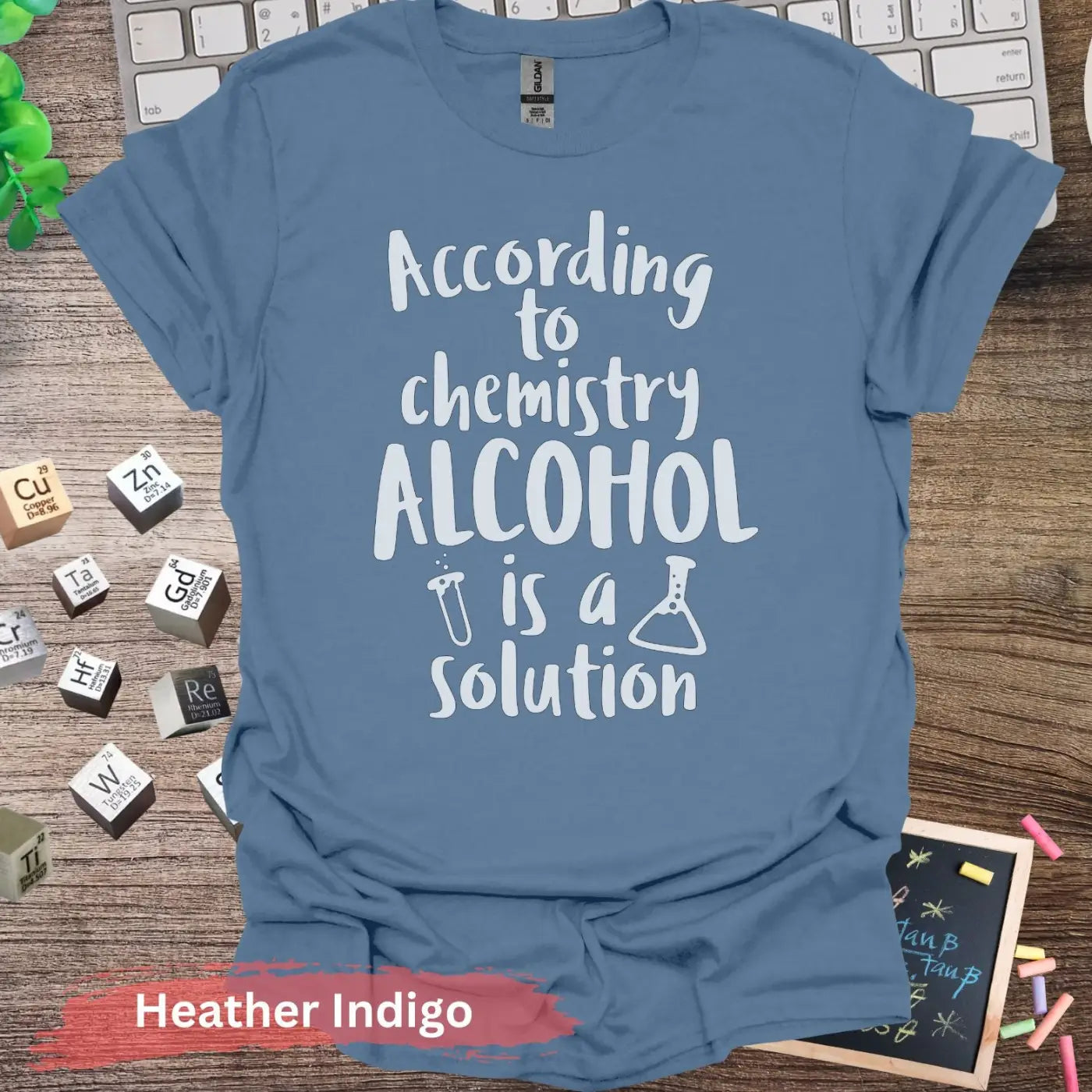 Alcohol is a Solution T-Shirt - Heather Indigo / S - Physical Item