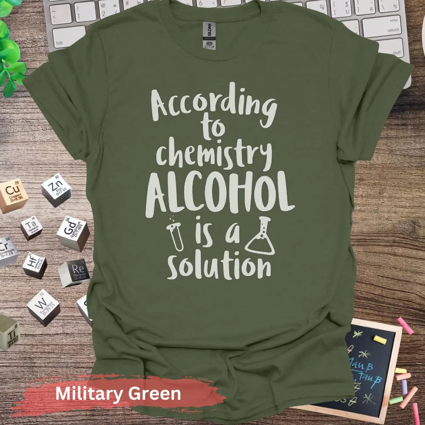 Alcohol is a Solution T-Shirt - Military Green / S - Physical Item