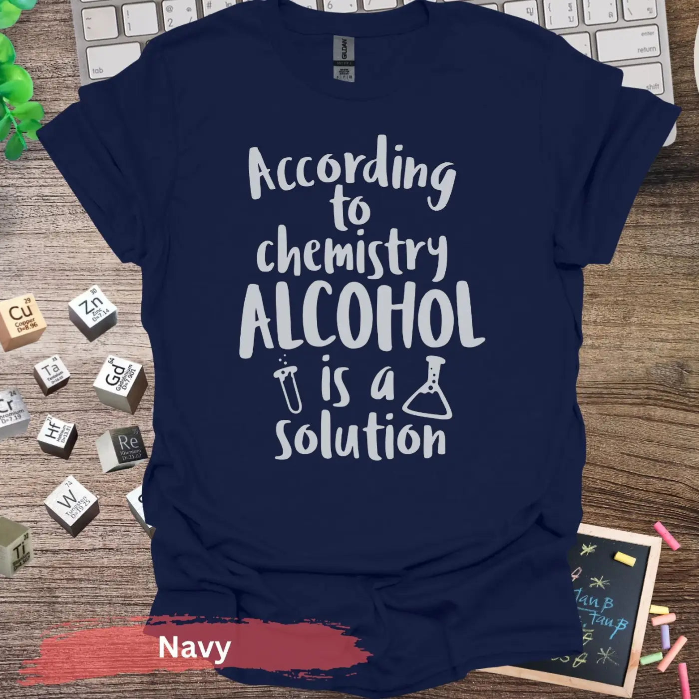 Alcohol is a Solution T-Shirt - Navy / S - Physical Item