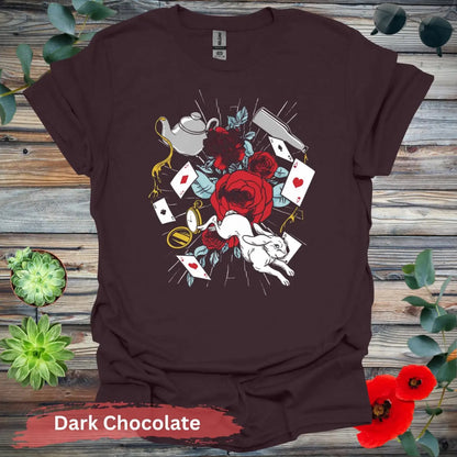 Alice in Wonderland Floral T-shirt - S / Dark Chocolate - Physical Item