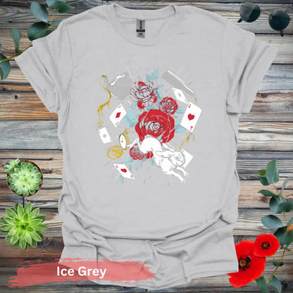 Alice in Wonderland Floral T-shirt - S / Ice Grey - Physical Item