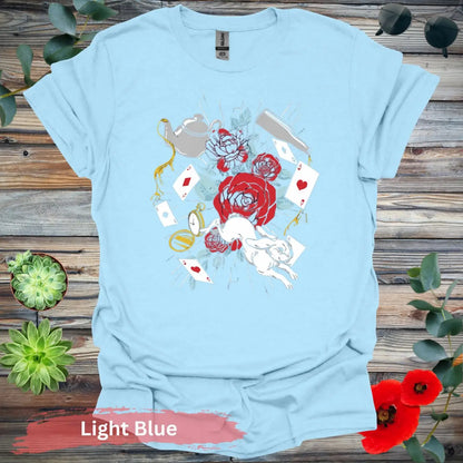 Alice in Wonderland Floral T-shirt - S / Light Blue - Physical Item