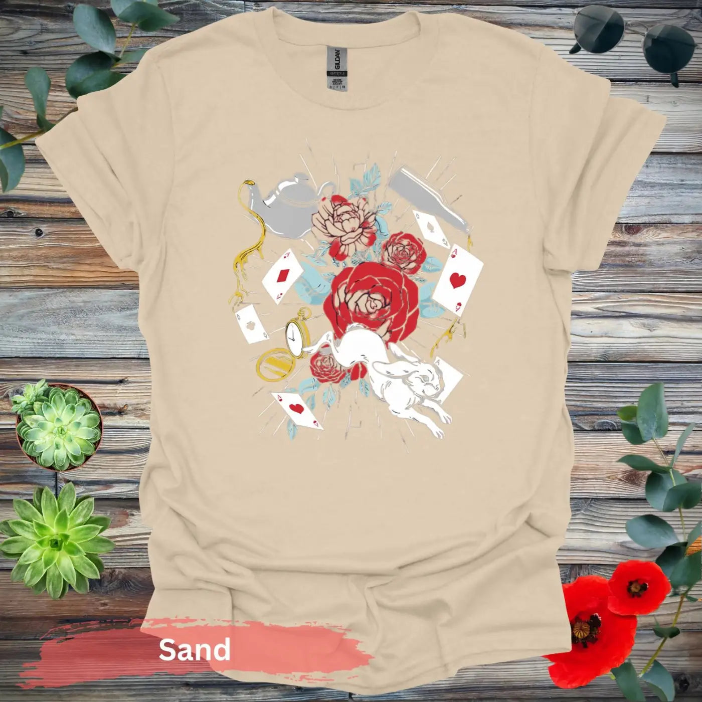 Alice in Wonderland Floral T-shirt - S / Sand - Physical Item