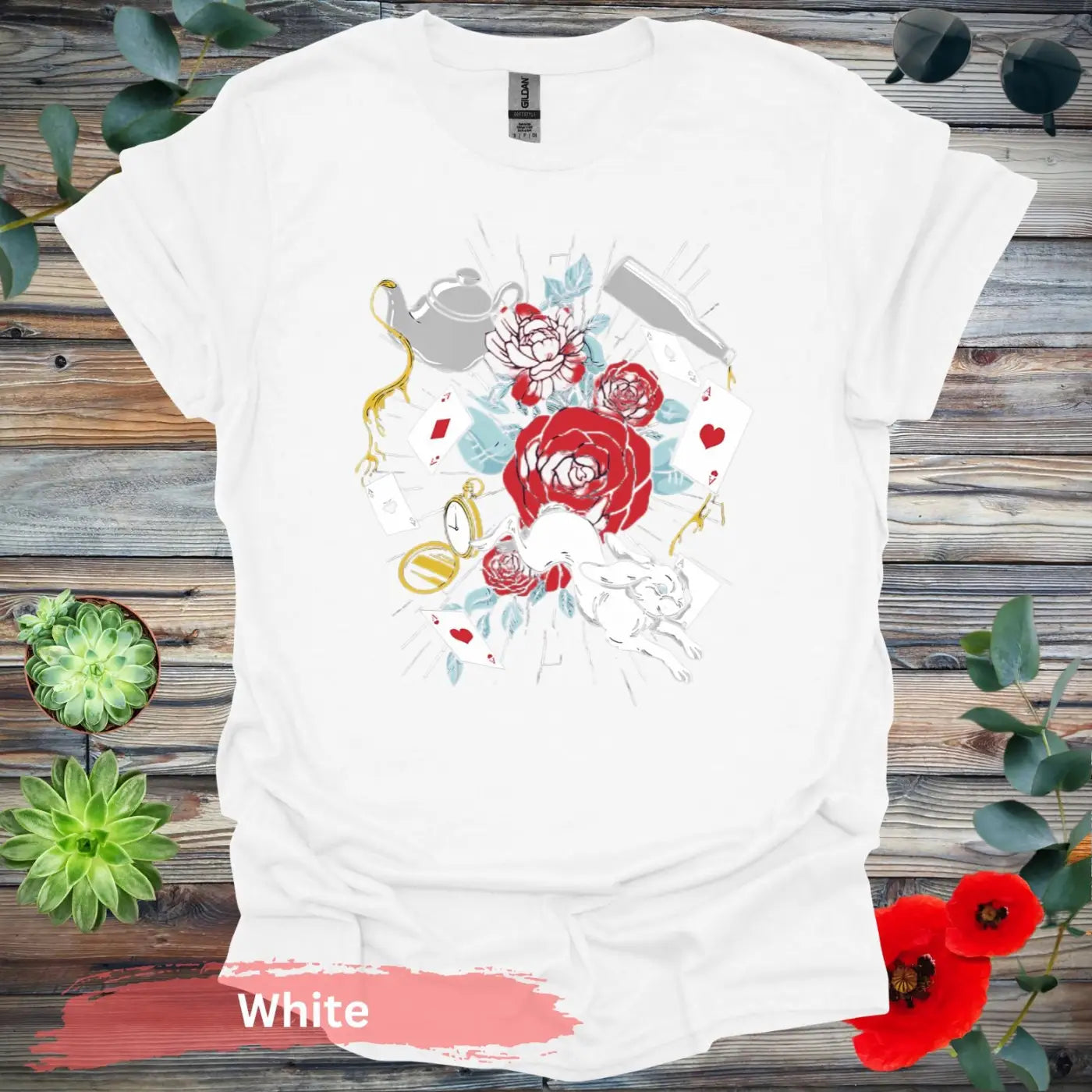 Alice in Wonderland Floral T-shirt - S / White - Physical Item