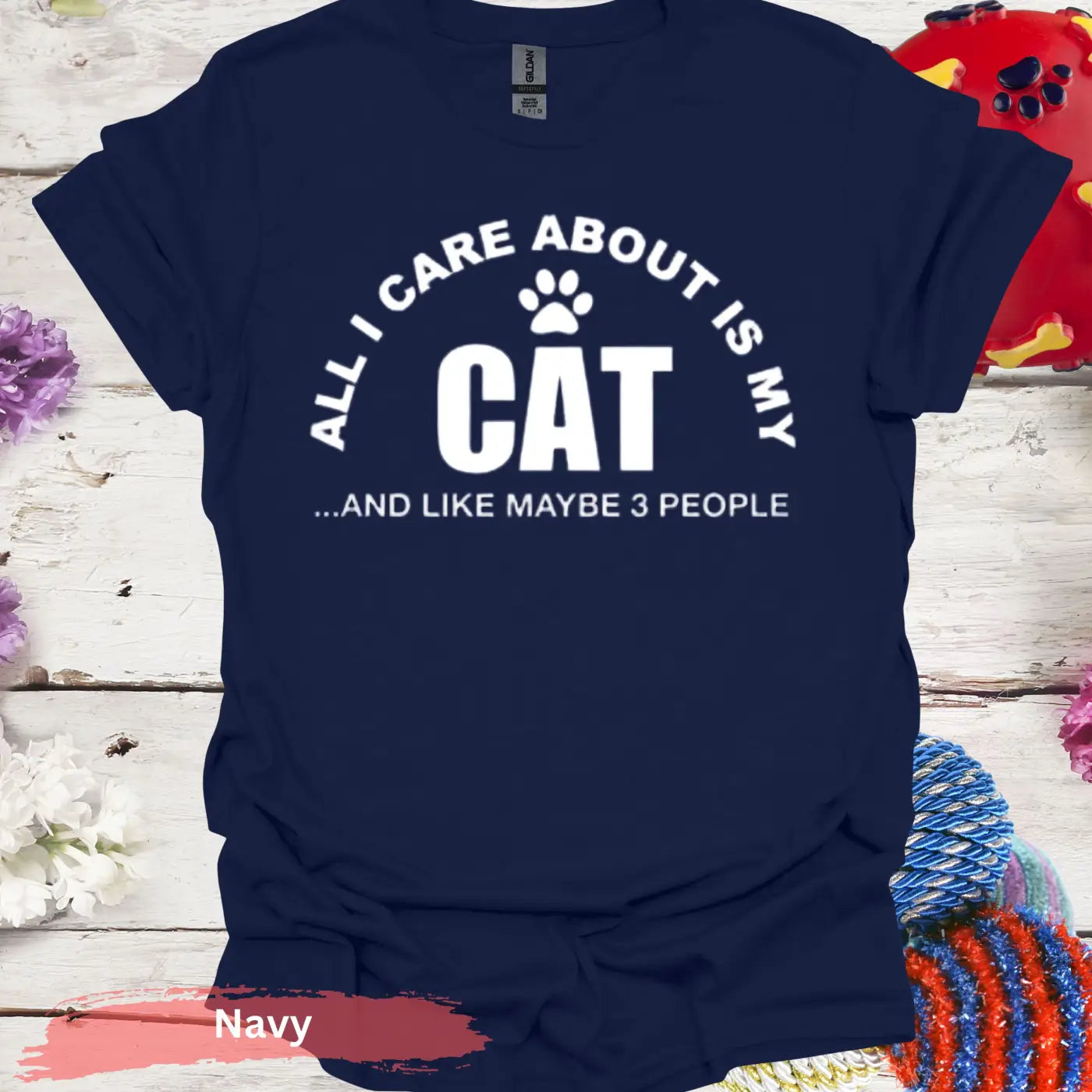 All I Care About Is My Cat T-Shirt - S / Navy - Physical Item